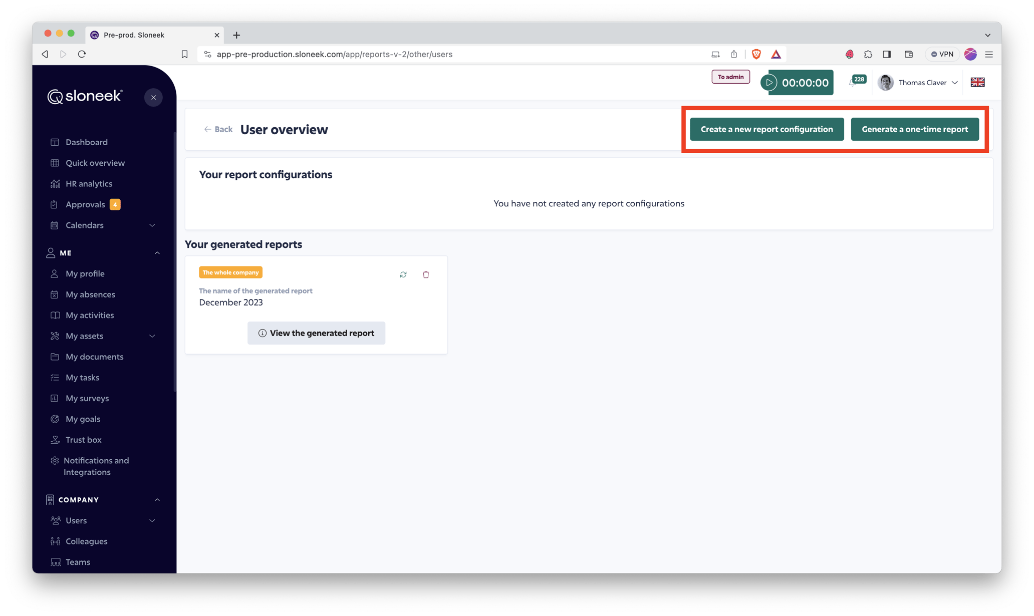 User (employee) overview report and data export – Help Center