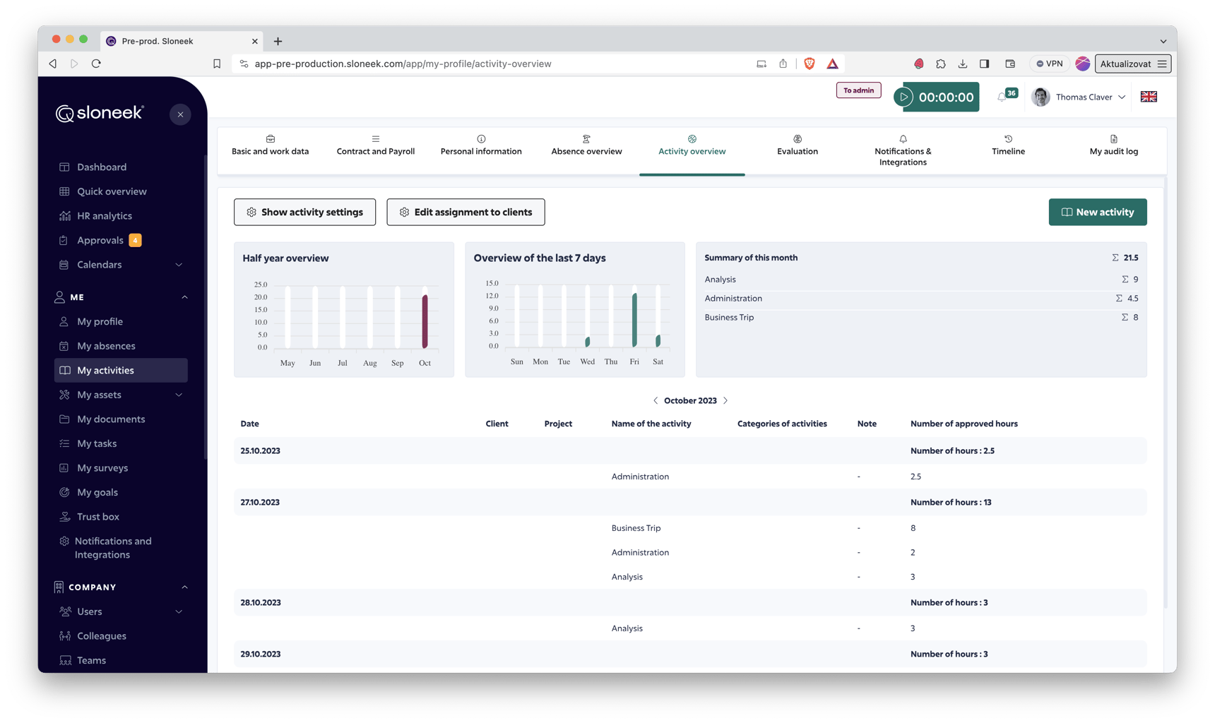 View users activities