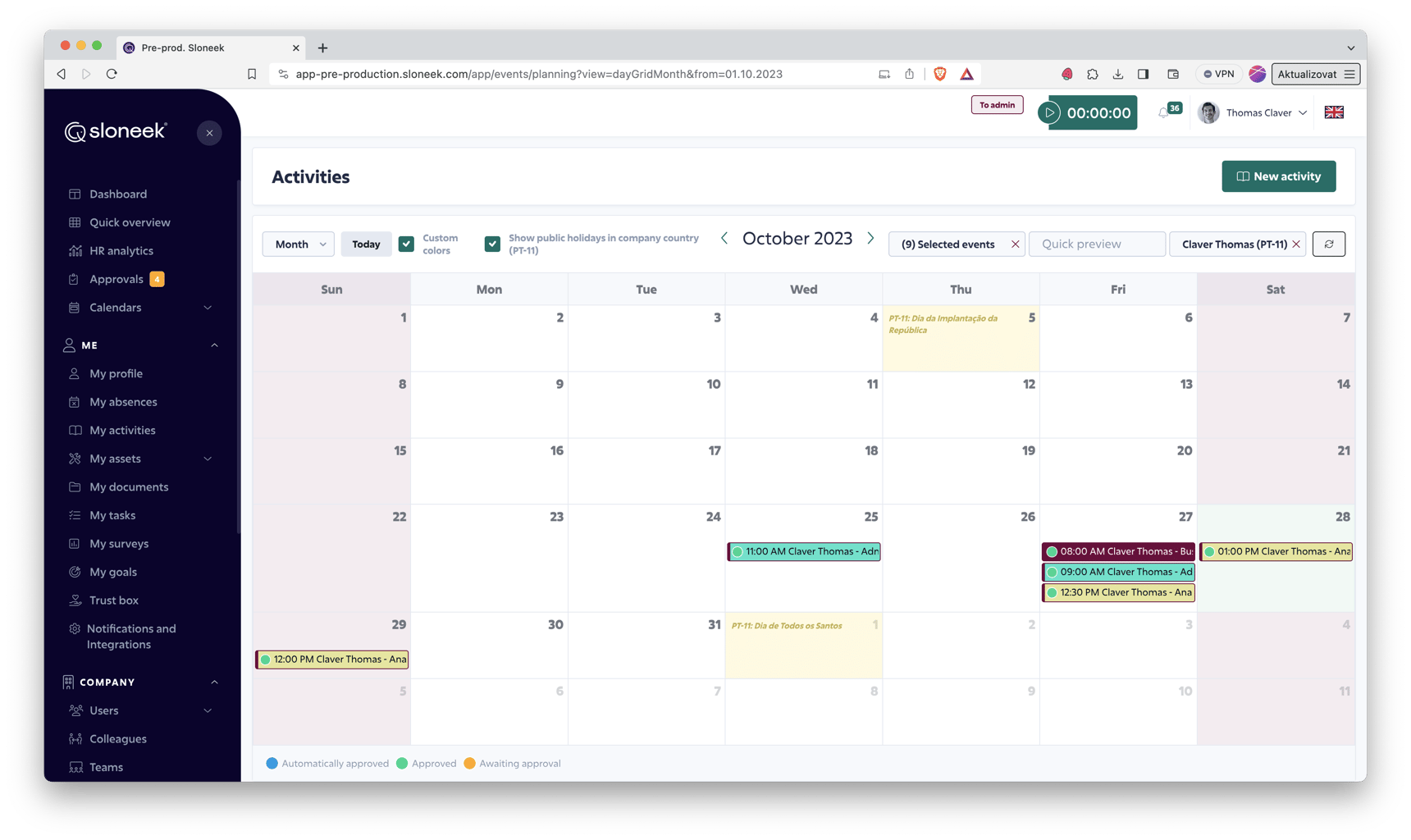 View users activities